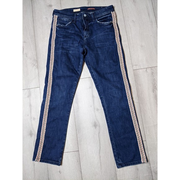 Anthropologie Pilcro & the Letterpress Side Stripe Slim Boyfriend Jeans Sz 28/ 6 - Picture 1 of 16